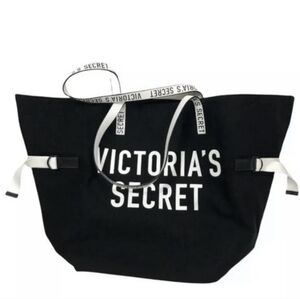 Victoria's Secret Black w/Adjustable White Straps Large Bag